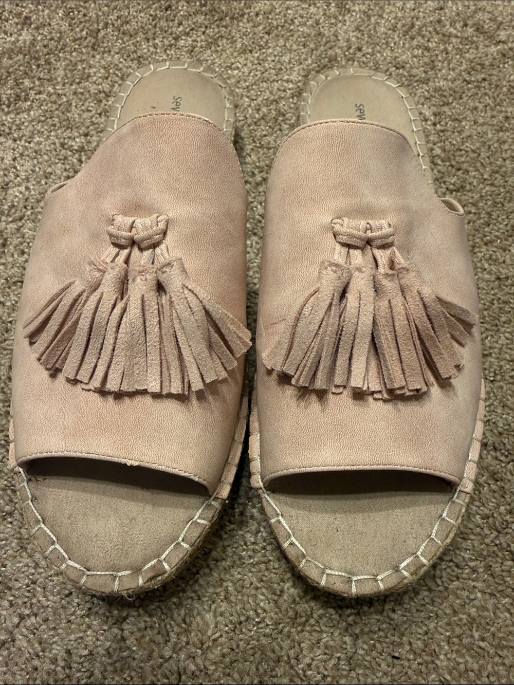 Seven Dials Blush Tassel Slide Mules